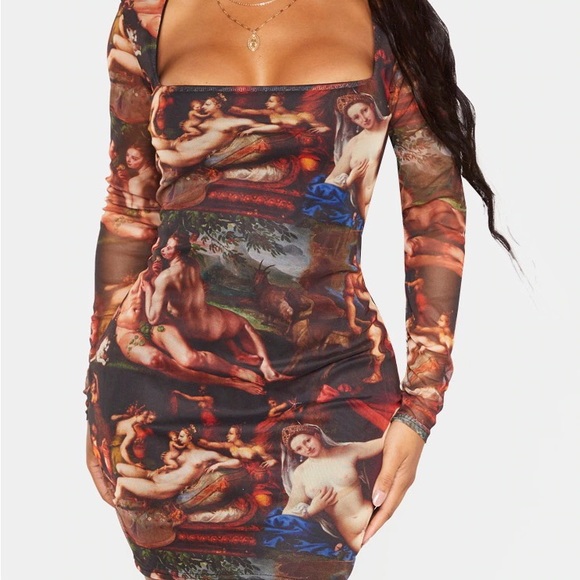 Pretty little things Renaissance print dress size curvy 6 - Picture 4 of 4